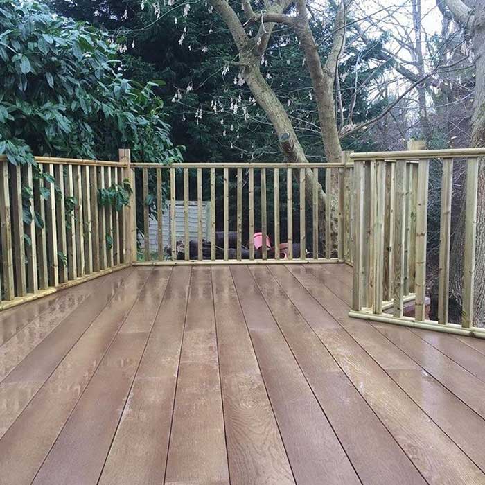 Millboard Decking - Coppered Oak With Softwood Balustrade - Weybridge