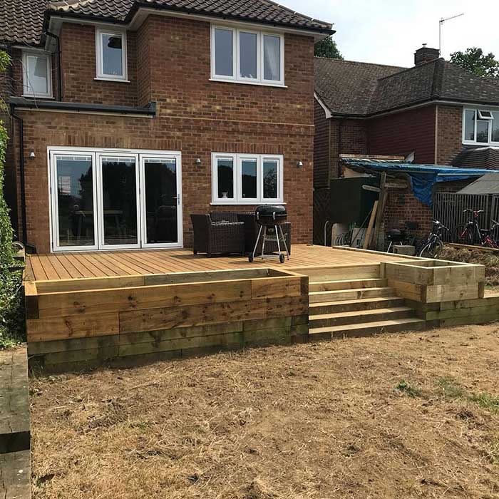 Softwood decking and sleeper bed - Surrey