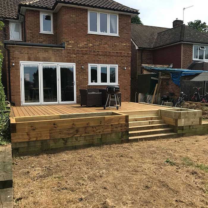 Softwood Decking And Sleeper Bed - Surrey